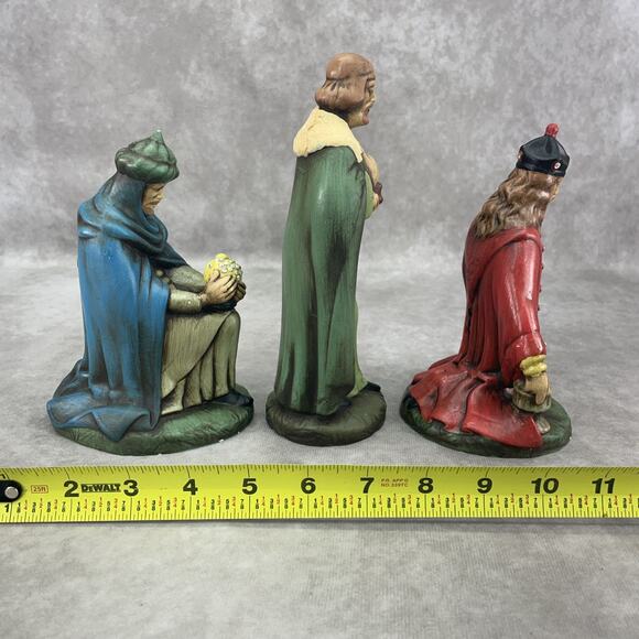 Vtg Holland Mold 3 Wise Men Ceramic Hand Painted 8" Tall Nativity Figurines - Picture 3 of 9